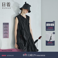 日著（rizhuo）原創(chuàng)設(shè)計女裝2024夏季新款小眾洋氣不規(guī)則格子顯瘦無袖連衣裙 揪揪黑 M