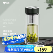 萬(wàn)象（WANXIANG）雙層耐熱玻璃杯帶濾網(wǎng)商務(wù)辦公節日禮物大容量黑綠色車(chē)載便攜茶杯