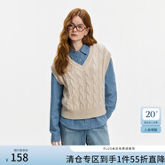 范思藍(lán)恩老錢風(fēng)氣質(zhì)絞花針織開衫馬甲背心polo領(lǐng)套頭毛衣女14149 背心款 M