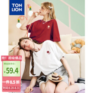 唐獅（TonLion）2025女左胸小花圓領(lǐng)短袖T恤 洋紅 S