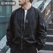 馬登工裝 美式空中MA1飛行員夾克軍事風(fēng)短款外套復(fù)古棒球服男潮春上衣 黑色 2XL