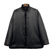 她及其他中式保暖棉襖冬季中國風(fēng)立領(lǐng)水貂毛寬松中老年香云紗唐裝外套定做 黑色 均碼 按身高體重定做