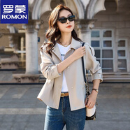 羅蒙（ROMON）時(shí)尚風(fēng)衣外套女春秋2025新款小個(gè)子氣質(zhì)休閑韓版寬松英倫短款風(fēng)衣 淺卡其色 L 【105-120斤】