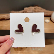 珍珠愛(ài)心鑲鉆耳釘女不對稱(chēng)耳飾甜美心形輕奢高級感耳環(huán)氣質(zhì)百搭