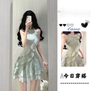 蕓蕁裙子女夏季2025新款法式荷葉邊無(wú)袖連衣裙女夏季純欲風(fēng)感收腰短裙 連衣裙[品牌高品質(zhì)現貨速發(fā)] M [95-105斤]