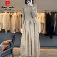 皮爾卡丹（pierre cardin）2025秋冬季新款高端針織連衣裙女半開(kāi)拉鏈中長(cháng)款針織衫過(guò)膝長(cháng)裙 駝色 收藏關(guān)注優(yōu)先發(fā)貨 S 80-90斤