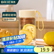 拜杰玻璃杯 高硼硅玻璃水杯子 女生便攜豆?jié){牛奶咖啡刻度茶杯400ml