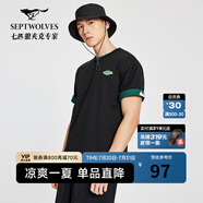 七匹狼（SEPTWOLVES）【易打理】短袖T恤男裝夏季純棉透氣休閑舒適上衣 001(黑色) 2XL 185/104A