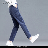 薩拉維夫薩拉維夫品牌女褲春秋褲子女秋冬新款休閑褲蘿卜褲奶奶褲高腰哈倫 霧霾藍單款 均碼 32