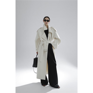 PIAOIN金屬鉚釘設計優(yōu)雅氣質(zhì)風(fēng)衣女寬松中長(cháng)款風(fēng)衣外套氣場(chǎng)感25春秋新款 米白 M 衣長(cháng)123cm