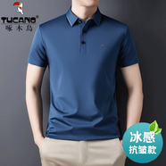 啄木鳥(niǎo)短袖t恤男2025夏季新款翻領(lǐng)體恤衫中年涼感polo汗衫休閑半袖上衣 藍(lán)色【夏季爆款】 XL 【130-150斤】