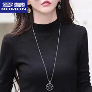 羅蒙（ROMON）純棉半高領(lǐng)長(zhǎng)袖打底衫女新款秋冬季內(nèi)搭螺紋T恤女黑色長(zhǎng)袖上衣服 黑色. L (105-115斤)