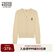 Teenie Weenie小熊女裝毛針織衫2025秋季新款簡(jiǎn)約時(shí)尚波點(diǎn)V領(lǐng)開(kāi)衫