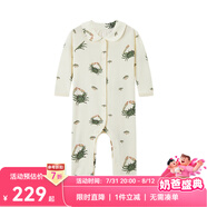 Milkbarn新生兒連體服寶寶長袖包屁衣嬰兒春秋哈衣爬服連體衣 白沙蟹蟹（娃娃領(lǐng)） 66cm (3-6m)