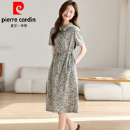 皮爾卡丹（pierre cardin）純棉連衣裙2025新款今年流行夏季收腰顯瘦字碎花連身裙子女 純棉杏色 L (120-137左右)