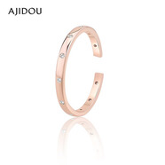 AJIDOU阿吉豆戒指520新年禮物 時(shí)尚簡(jiǎn)約玫瑰金鋯石開(kāi)口戒送女友 送老婆