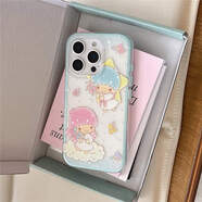 守機工坊 適用蘋(píng)果16promax手機殼雙子星印花透明保護套蘋(píng)果16pro大孔防摔蘋(píng)果16卡通可愛(ài)女款外殼 【云朵雙子星】 單殼 iPhone 16