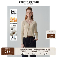 Teenie Weenie【原紗防曬】小熊淑女白色毛衣針織開(kāi)衫長(cháng)袖打底衫女空調衫 乳白色 XS (155)