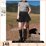 三彩大碼女裝2025春季新款褶皺花苞裙半身裙松緊高腰短裙胖MM 經(jīng)典黑 XL 170/80B