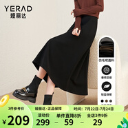 婭麗達(dá)赫本風(fēng)加厚仿毛呢半身裙秋冬新款a字傘裙遮胯長(zhǎng)裙子 黑色(A0)-靜謐黑 XL