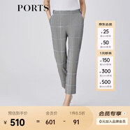 PORTS女裝小腳口長褲LM8P081MFQ075 霧霾藍格紋 2XL (12)