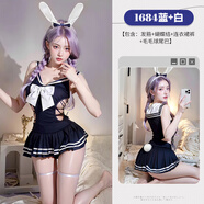 GPHF日本JK校園兔小姐情趣內衣性感免脫床上挑逗男人約會(huì )戰袍睡衣服JK 藍白校園兔小姐制服發(fā)簪+連衣裙 均碼 80-125斤