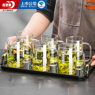 青蘋(píng)果【可圍爐煮茶】品茗杯茶杯高硼硅玻璃杯耐熱透明水杯帶把手喝茶杯 茶韻茶飲杯6只裝