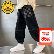 G.DUCKKIDS男童加絨褲子秋冬兒童牛仔褲加厚保暖中大童運(yùn)動(dòng)褲百搭男孩長(zhǎng)褲春 黑色613款-春秋款 110碼 建議身高95-105cm左右