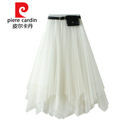 皮爾卡丹（pierre cardin）2025潮流百搭不規(guī)則半身裙新款春夏中長(zhǎng)款黑色大擺裙超仙蕾絲針織 淺杏 均碼