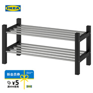 宜家（IKEA）TJUSIG圖西格門(mén)廳鞋架家用門(mén)口收納置物架現代簡(jiǎn)約玄關(guān)凳 黑色鞋架79cm