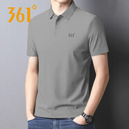 361°男裝運(yùn)動(dòng)T恤男短袖上衣翻領(lǐng)polo衫361度新款透氣純色休閑服短體恤 燈塔灰 L 170