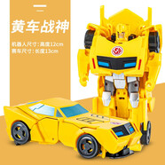 TOYS JIAYIHONGQI兒童手動變形機器人汽車男孩玩具車一步變警車恐龍模型變形 一步變形-黃車戰(zhàn)神JY675B
