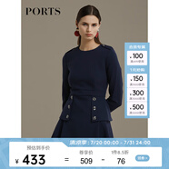 PORTS寶姿 新品女裝經(jīng)典雙排鉚釘裝飾連衣裙SA9D029NWQ037 上尉藍(lán) S (4)