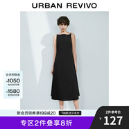 UR2025春季新款女裝法式氣質(zhì)后拉鏈收腰無袖連衣裙UWM750031 黑色 L