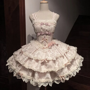 銀月原創(chuàng)芭蕾禮遇lolita日常連衣裙Doll感洛麗塔蓬蓬裙生日禮服女 粉色JSK+脖鏈+發(fā)飾+手袖 L _【建議105-125斤】