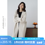 嘉茱莉新款長(zhǎng)款針織開衫外套女寬松針織上衣V領(lǐng)中長(zhǎng)款毛衣毛衫 云白色 F