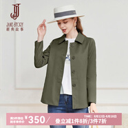 經典故事（JANE STORY）經典故事時尚簡約短款風衣女春秋2025新款高級氣質小個子通勤外套 I03深綠色 L