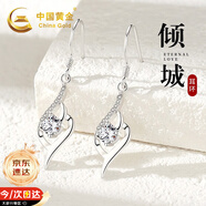 中國黃金（CHINA GOLD）傾城足銀耳環(huán)女士高級(jí)感銀耳墜耳釘七夕情人節(jié)禮物送女友老婆生日 傾城耳環(huán)-托帕石【京速達(dá)】