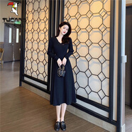 啄木鳥(niǎo)針織衫長(cháng)款秋冬女2025年秋冬新款法式洋氣超火別致A字內搭裙 修身黑色修/身 L