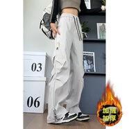 即勢美式三防軟殼沖鋒褲子男女秋冬季傘兵工裝褲防風(fēng)防水戶(hù)外登山褲 RK101加絨-米灰色-HMFS  加絨 5XL 建議185斤-200斤