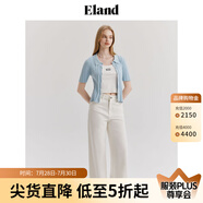 ELAND衣戀短袖針織衫女時尚甜美糖果色polo衫2024夏季新款 淺藍色(51)L/Blue S 160
