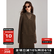 BASIC HOUSE百家好韓系顯瘦打底衫女2024冬季毛呢羊毛背心裙套裝 咖色 M
