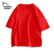 東方駱駝短袖男t恤夏季2025新款潮牌T恤青少年休閑純棉男款半袖 紅色 M