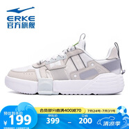 鴻星爾克女鞋板鞋女士輕便潮流滑板鞋學(xué)生休閑運(yùn)動(dòng)鞋【奇彈無(wú)雙】板鞋 12122101508 正白/一度灰 37