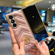 羽唐（YUTANG）適用三星zfold6折疊手機殼皮質(zhì)V紋小香風(fēng)galaxyzfold6電鍍保護套 【CD款*皮革V紋】 三星zfold6【電鍍金色】