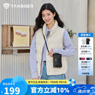 坦博爾羽絨服馬甲女立領(lǐng)寬松外搭短款羽絨背心外套TD236006 小香白 160