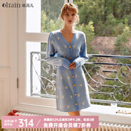 Olrain【七夕】歐芮兒提花針織連衣裙秋季女裝收腰顯瘦氣質(zhì)V領(lǐng)裙子 第二批E56QL58109 S