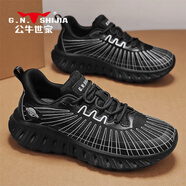 公牛世家 G.N.SHIJIAG.N.Shi Jia/公牛世家新款網(wǎng)面透氣老爹鞋輕便厚底運動休閑鞋戶外 黑色 44