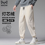 貓人垂感休閑褲男士春秋季潮流寬松工裝運動(dòng)衛褲男燈芯絨束腳長(cháng)褲子男