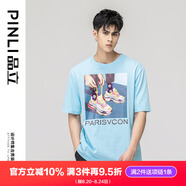 品立（PINLI）短袖T恤男純棉夏季男裝潮流印花圓領(lǐng)半袖男士體恤 藍(lán)色 XL180